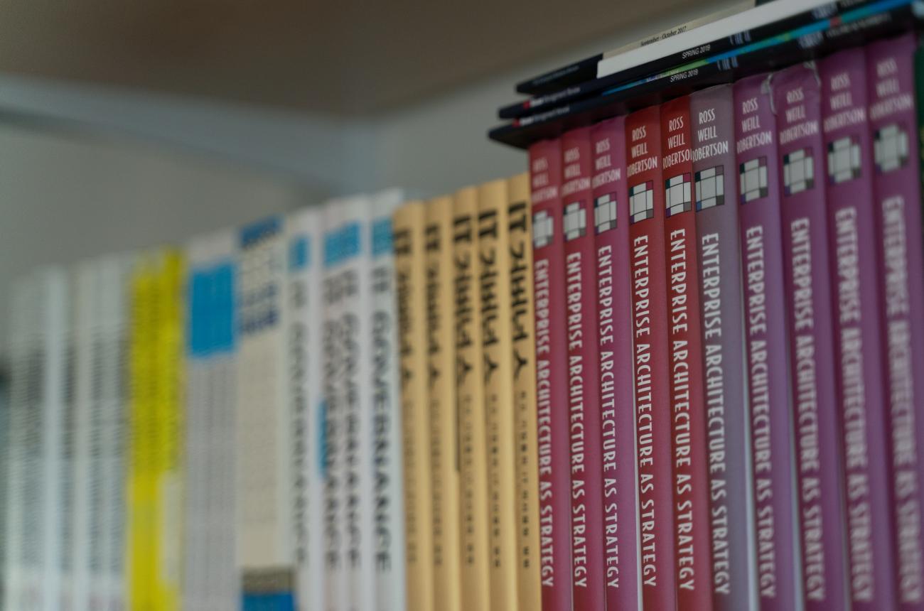 Bookshelf with MIT CISR Books